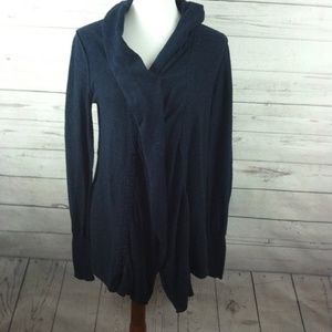 Free People Navy Blue Cardigan Ruffles Flowy Boho